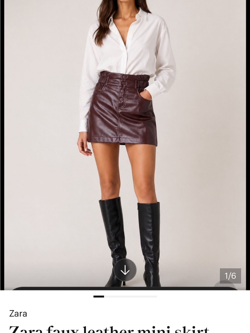 Zara Burgundy Faux Leather Mini Skirt